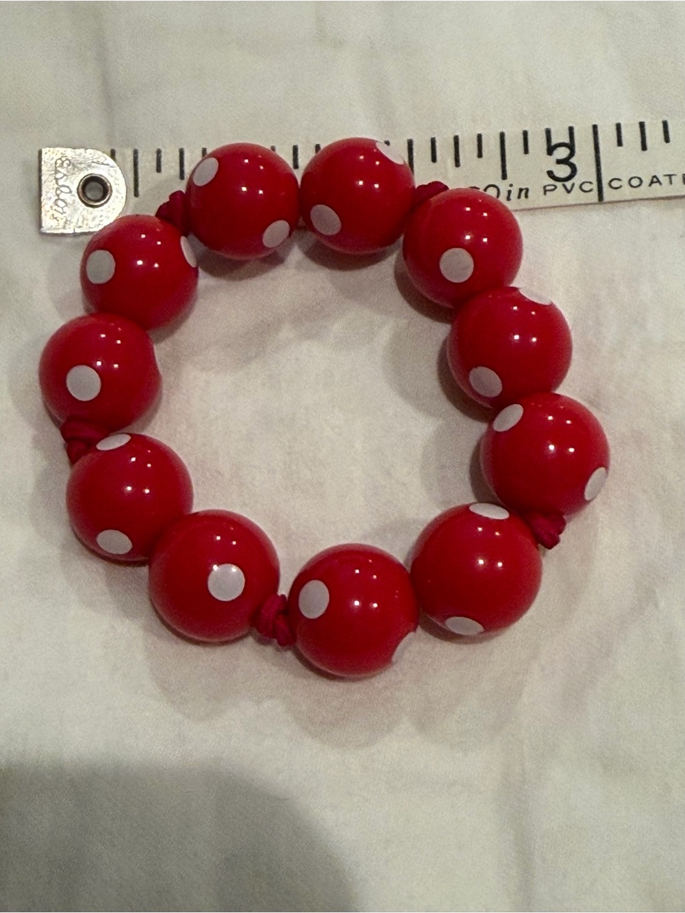 Red Beaded Bracelet with White Polka Dots, Gymboree. EUC
